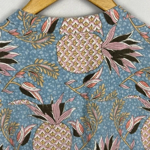 Boden Women LongSleeve Linen Shift Mini Dress Sz 6R Pineapples Beachy Breathable - Picture 4 of 11